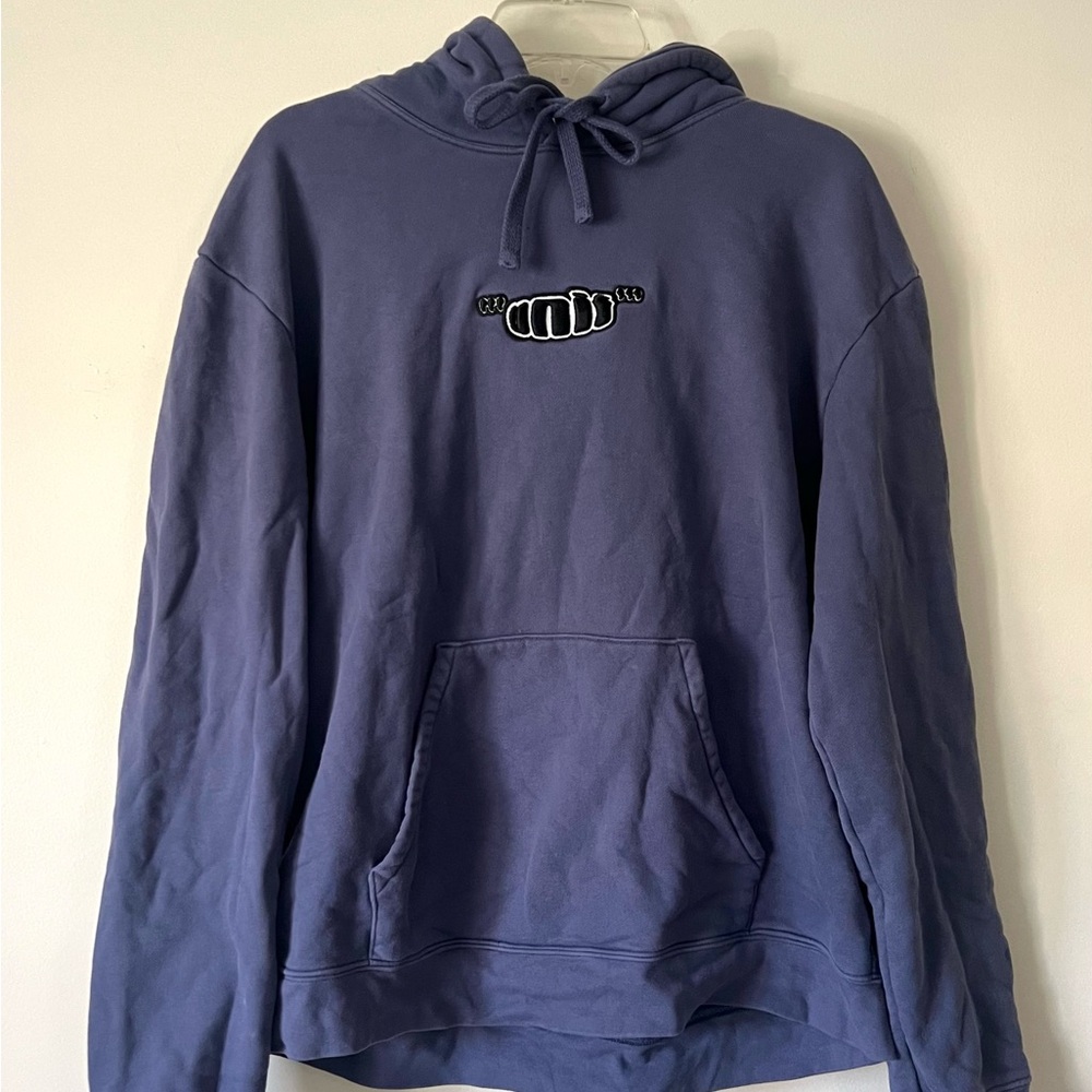 UNIF Navy Blue Hoodie with Embroidered Detail